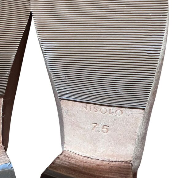 Nisolo All-Day Heeled Mule Shoes Womens Size 7.5 Almond Leather Slip On Comfort - Picture 9 of 10